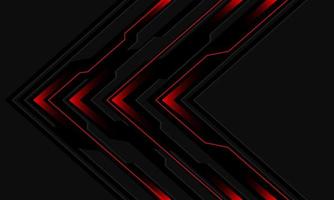 Abstract black circuit red light cyber arrow direction on grey design modern futuristic technology background vector