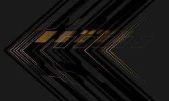 Abstract black circuit yellow light cyber arrow direction on grey design modern futuristic technology background vector