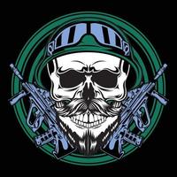 army skull cartoon vector illustration