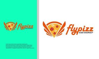 gráfico vectorial de ilustración de logotipo de ala combinado con rebanadas de pizza. Apto para empresas de entrega de pizza, etc. vector