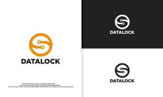 ilustración de diseño de logotipo simple de bloqueo de datos vector