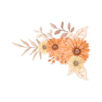arreglo de flores de naranja con estilo acuarela png