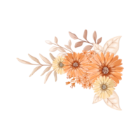 Orange Flower Arrangement with watercolor style png