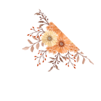 arreglo de flores de naranja con estilo acuarela png