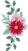 Red Flower Arrangement with watercolor style png