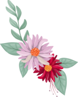 Red Flower Arrangement with watercolor style png