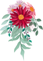 Red Flower Arrangement with watercolor style png