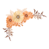 arreglo de flores de naranja con estilo acuarela png