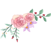 Pink flower arrangement with watercolor style png