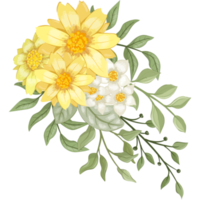 arreglo floral amarillo estilo acuarela png