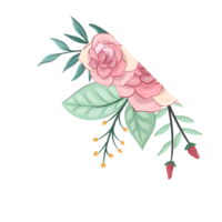 arreglo floral rosa con estilo acuarela png