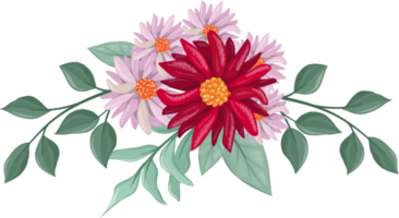 Red Flower Arrangement with watercolor style png