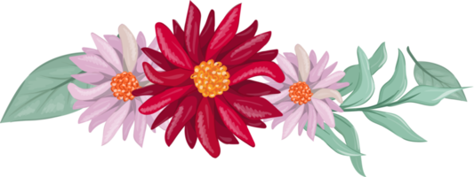 röd blomma arrangemang med vattenfärg stil png
