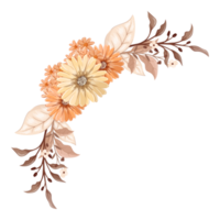 orange blomma arrangemang med vattenfärg stil png