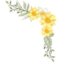 arranjo de flores amarelas com estilo aquarela png