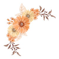 oranje bloem arrangement met waterverf stijl png