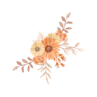 oranje bloem arrangement met waterverf stijl png