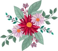 Red Flower Arrangement with watercolor style png