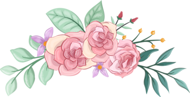 arrangement de fleurs roses avec style aquarelle png