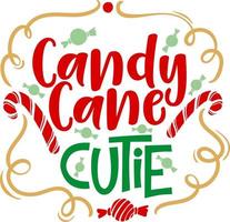 Candy cane cutie. Matching Family Christmas Shirts. Christmas Gift. Family Christmas. Sticker. Card. vector