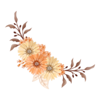 orange blomma arrangemang med vattenfärg stil png