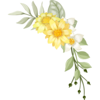 Yellow Flower Arrangement with watercolor style png