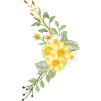 arranjo de flores amarelas com estilo aquarela png