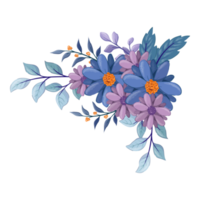 arranjo de flores roxas com estilo aquarela png