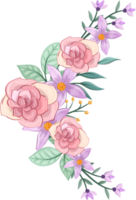 arrangement de fleurs roses avec style aquarelle png