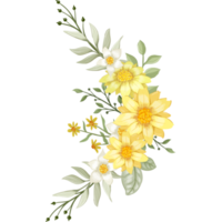 Yellow Flower Arrangement with watercolor style png