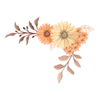 arreglo de flores de naranja con estilo acuarela png