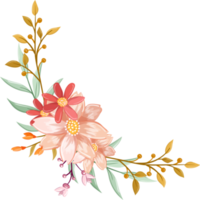 arreglo de flores de naranja con estilo acuarela png