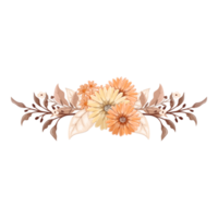 arrangement de fleurs orange avec style aquarelle png