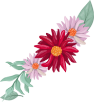 Red Flower Arrangement with watercolor style png