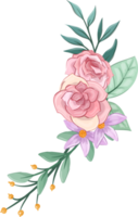 Pink flower arrangement with watercolor style png