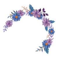 arreglo floral morado con estilo acuarela png