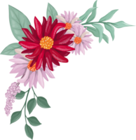 Red Flower Arrangement with watercolor style png