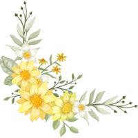 Yellow Flower Arrangement with watercolor style png