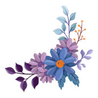 arrangement de fleurs violettes avec style aquarelle png