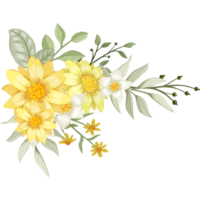 arrangement de fleurs jaunes avec style aquarelle png