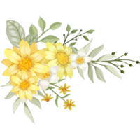 arreglo floral amarillo estilo acuarela png