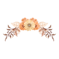 arreglo de flores de naranja con estilo acuarela png