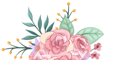 Pink flower arrangement with watercolor style png