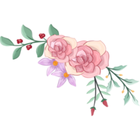 Pink flower arrangement with watercolor style png