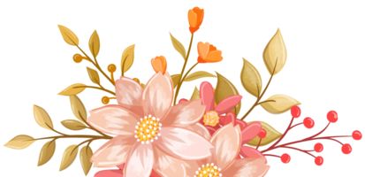 Pink Orange Flower Arrangement with watercolor style png