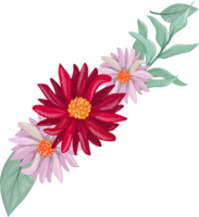 Red Flower Arrangement with watercolor style png