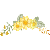 arranjo de flores amarelas com estilo aquarela png