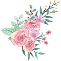 Pink flower arrangement with watercolor style png