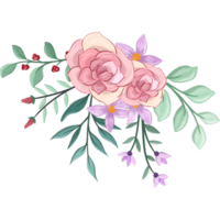 Pink flower arrangement with watercolor style png