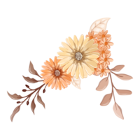 arrangement de fleurs orange avec style aquarelle png